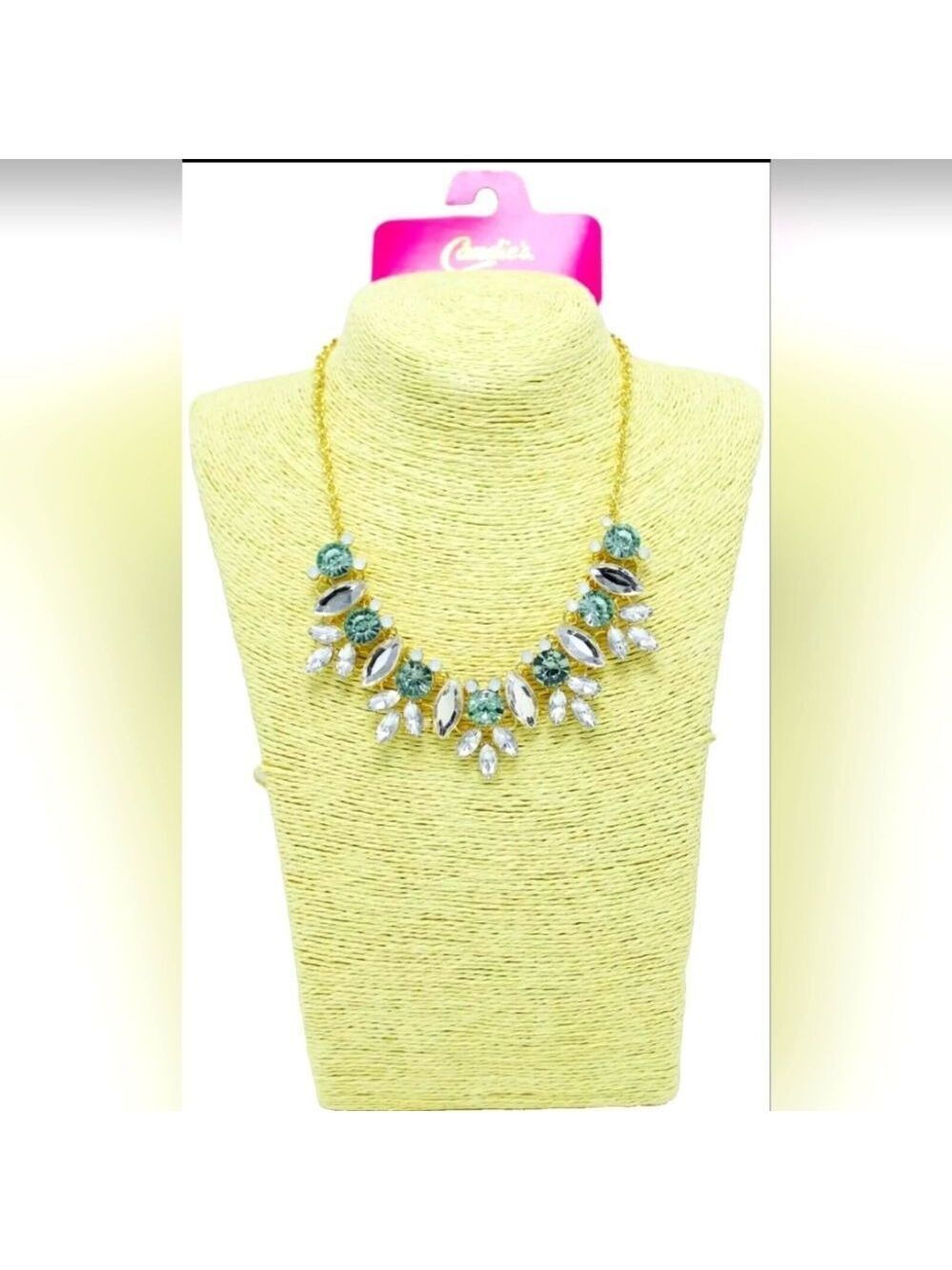 Candies Gold Rhinestone Statement Necklace NWT 18"